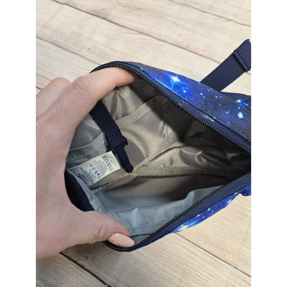 Lands' End Kid's Fanny Pack Belt Bag Compartments Nylon Adjustable Blue Galaxy